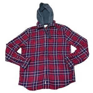 🟡American Eagle Men's Hooded Plaid Shirt Size M